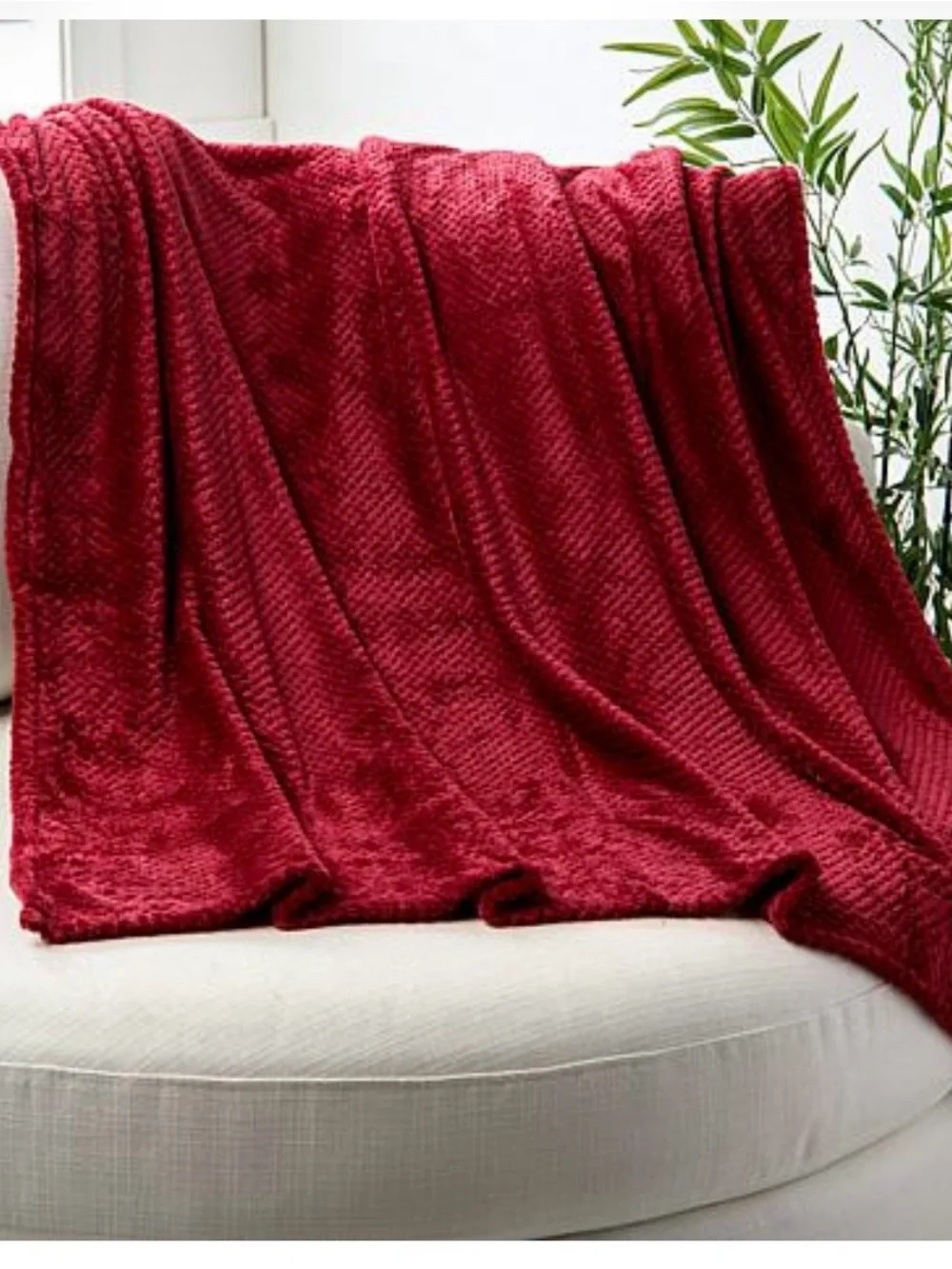 Joy MANGANO Cozy Plush Throw Blanket in Deep Red